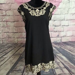 Charlotte Russe Black/Gold Embroidered Mini Dress